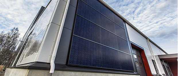 Solcellepaneler for bygningsfasader